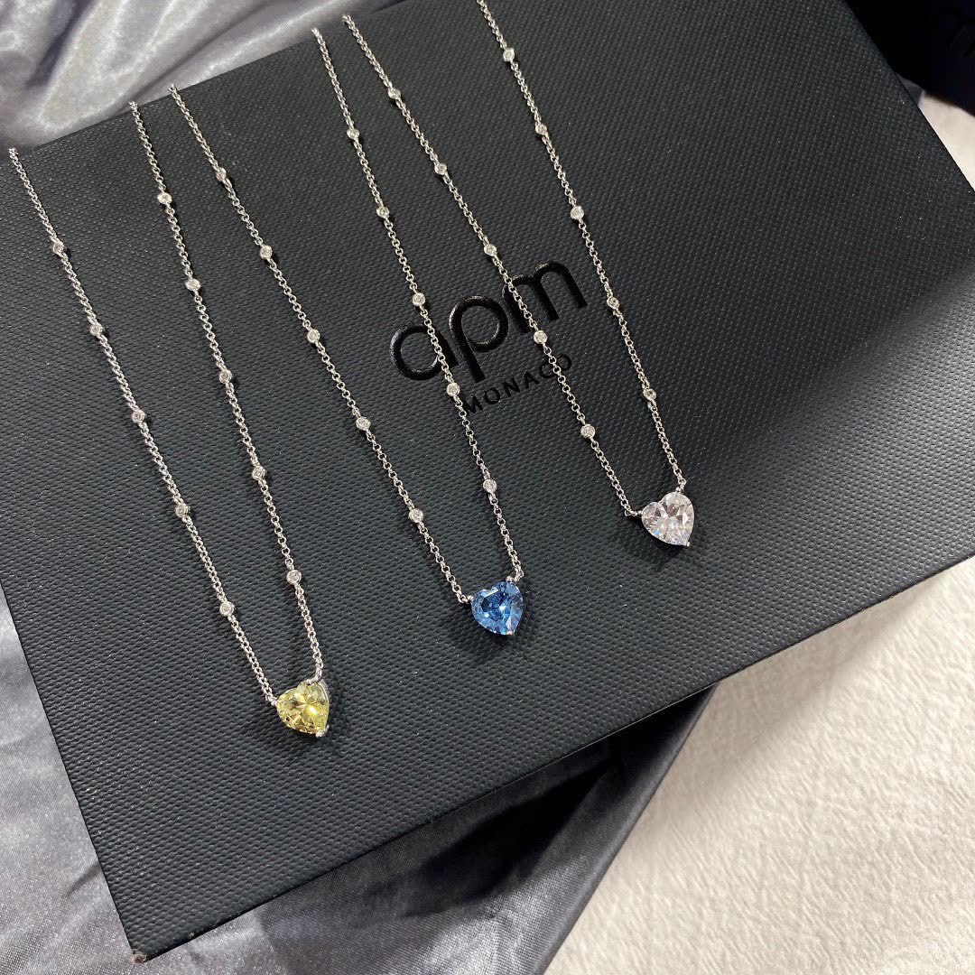 APM Monaco Heart-Shaped Blue Topaz Necklace
